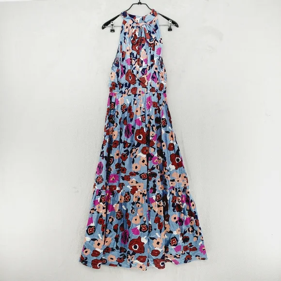New Cleobella Iman Waterlily Blue Purple Floral Ankle Dress P3783 - Picture 5 of 9
